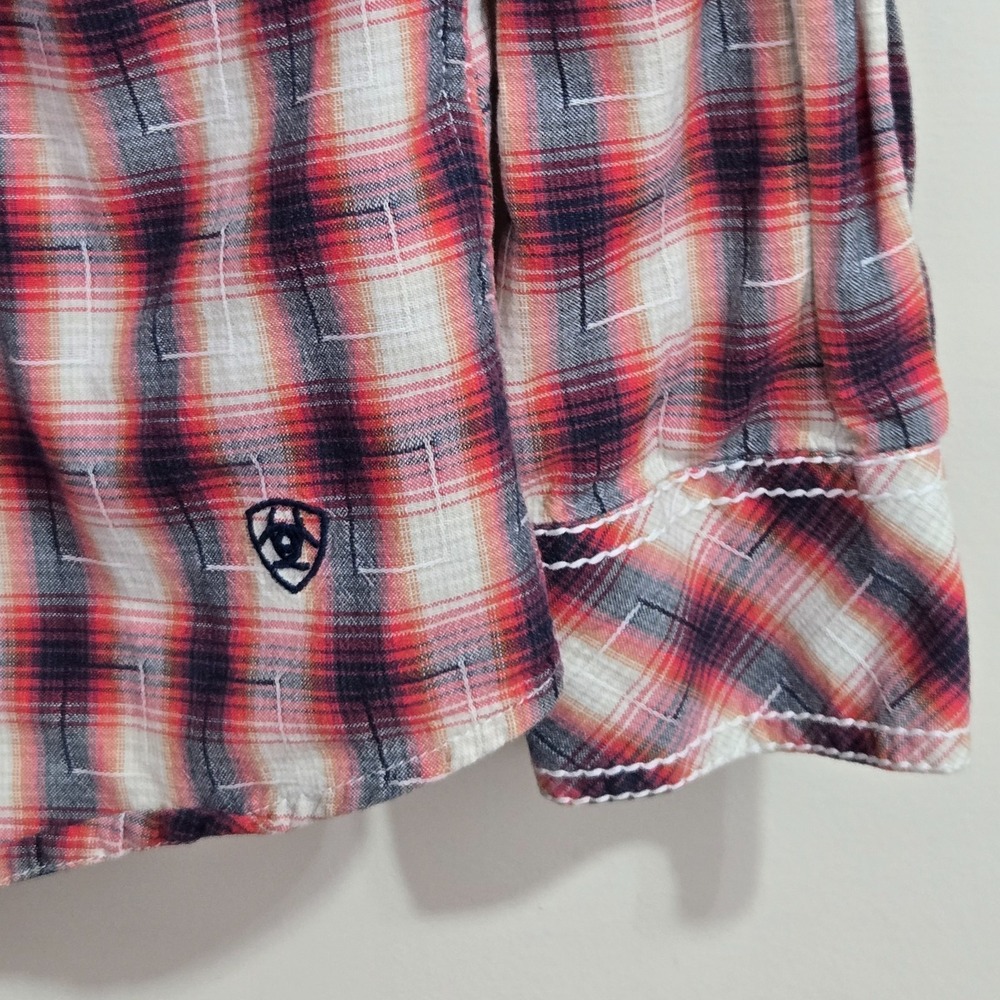 Ariat Real Womans Size M Plaid L/S Western Shirt Embossed metal snaps Cowgirl - Picture 9 of 12